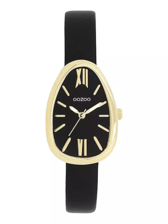 Oozoo Timepieces Γυναικείο Ρολόι 22mm Μπαταρίας με Μαύρο Δερμάτινο Λουράκι