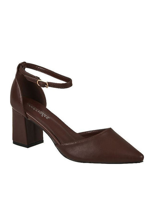 Elenross Brown Medium Heels with Strap