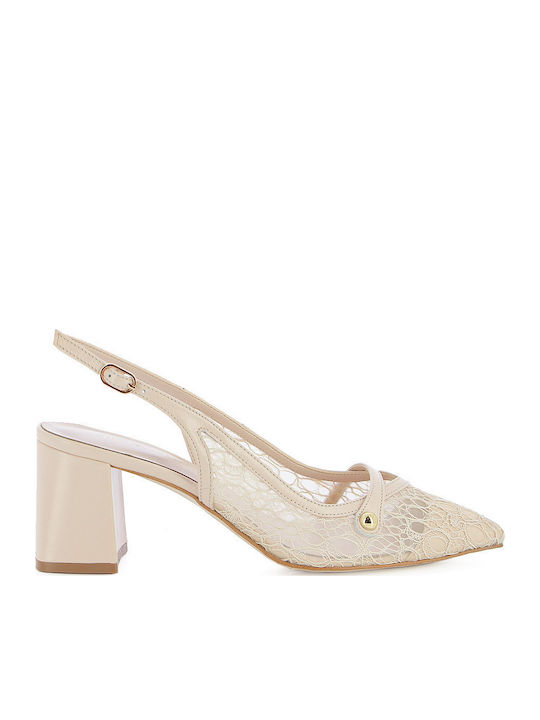Fratelli Petridi Leather Beige Medium Heels