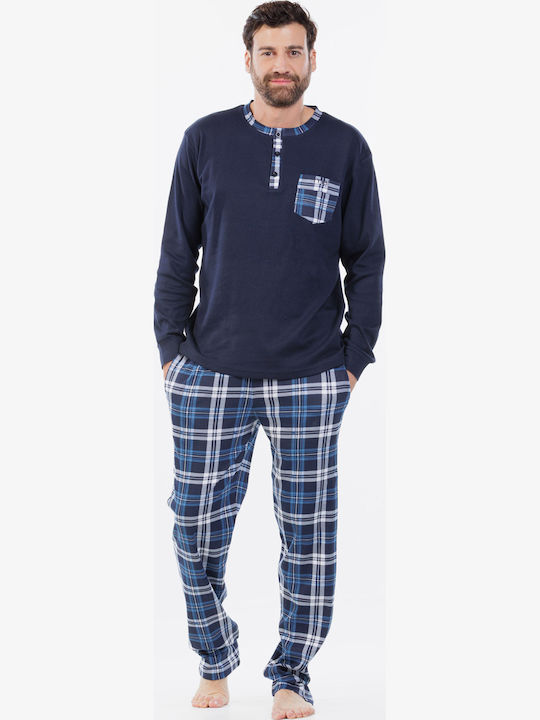 MEI Men's Winter Pajamas Set Dark Blue