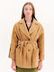 Women's Camel, Beige Coat with Belt