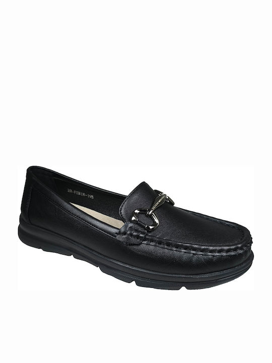 Leather Women's Moccasins in Black Color