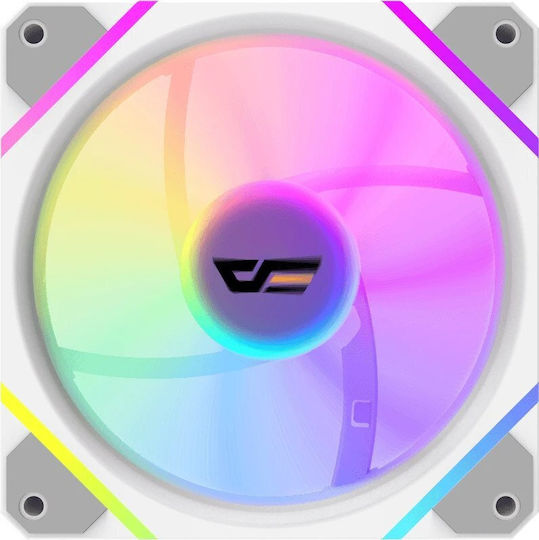 Darkflash DM12 Pro Reverse Blade Case Fan 120mm with ARGB Lighting and 4-Pin PWM Connection White