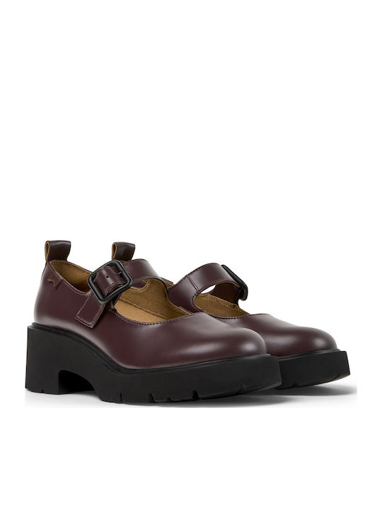 Lederne Damen Ballerinas in Burgundisch Farbe