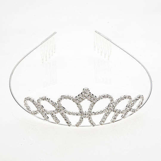 Bentita Tiara Metalică Nupțială Argintie 2 Modele Impresionante Decorate Cu Stras-2
