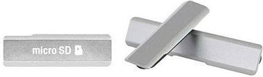 Port Cover Set 3 Pieces Plastic Flap Covers Set Sony Xperia Z Silver
