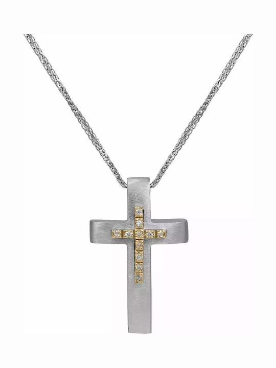 Weißgoldener Kreuz 14K Beidseitig