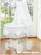 My Sweet Baby Wooden Moses Basket with Stand & Canopy White