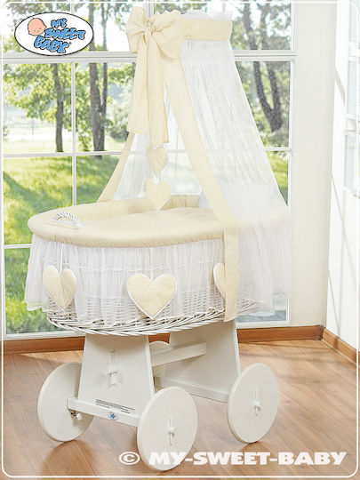 My Sweet Baby Straw Moses Basket with Ecru Stand