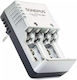 Songpus Charger 4 Batteries Ni-Cd/Ni-MH Size AA/AAA/9V in White color