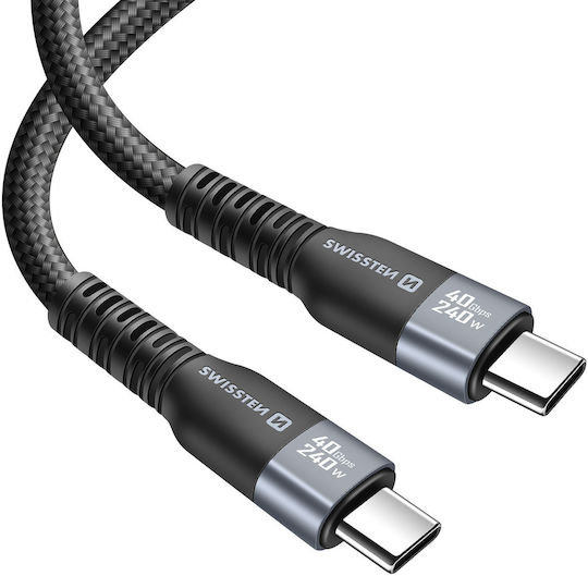 Swissten 5a Thunderbolt 4.0 Cable Usb-c To Usb-c Transfer 240w 50cm Black
