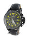 Dissoni Herrenuhr Chronograph Batterie mit Schwarz Lederarmband