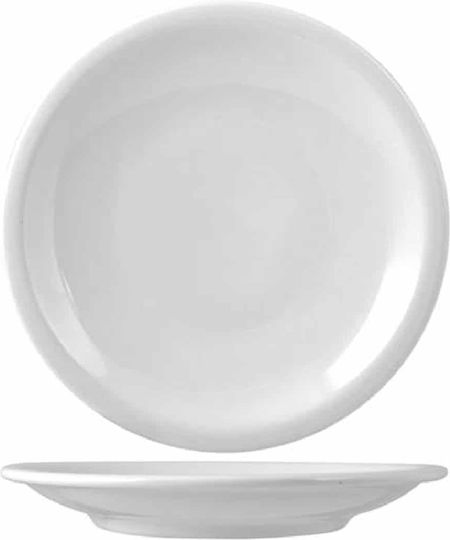 Saturnia Shallow Serving Plate Made of White Porcelain 20cm 6 Pieces
