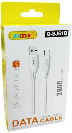 Andowl Qsj61b USB 2.0 Cable USB-C male - USB-A White 2m (Q-SJ61B)