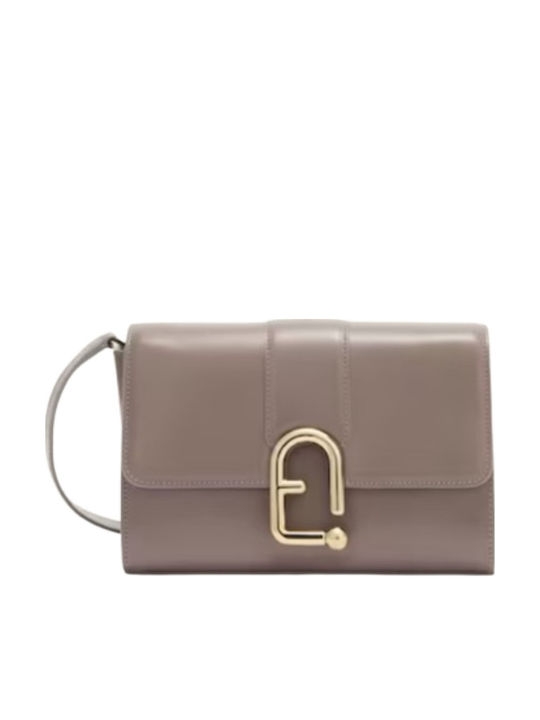 Furla Δερμάτινη Γυναικεία Τσάντα Χιαστί Γκρι