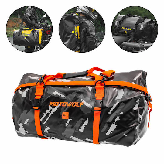 Motowolf MDL0717 Σάκος Ουράς Μοτοσυκλέτας Αδιάβροχος 90lt Grey Camouflage