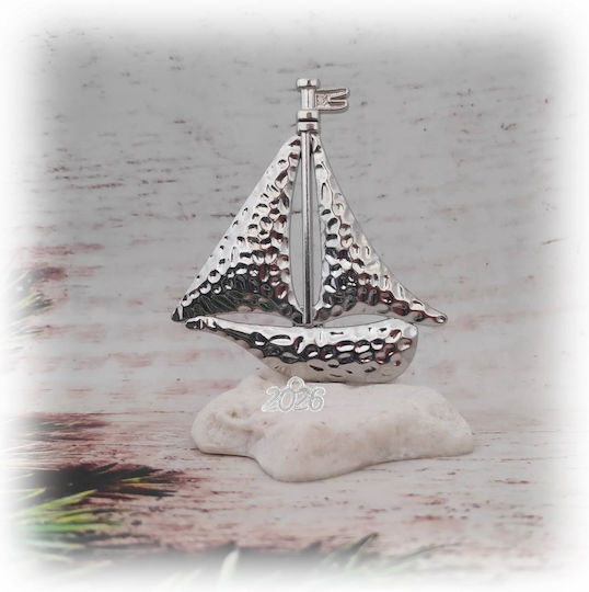 Tatu Moyo Handmade Tabletop Lucky Charm Boat Silver made of Stone 2026 9cm 1pcs
