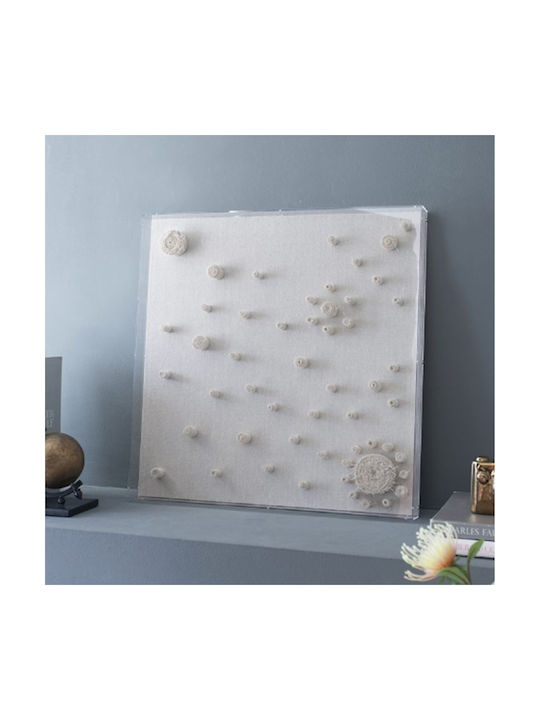 Artekko Mosaic Beige Decorative Painting Fabric Technique Plexiglass Frame 60x5x60 Cm 60cm X 5cm X 60cm