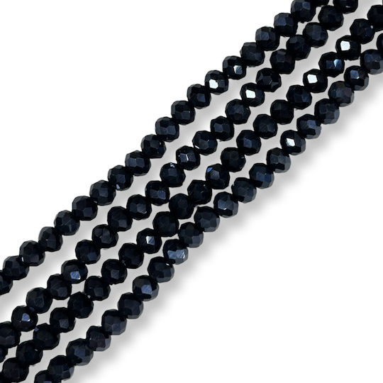 Perlen Glasrondelle Schwarz Hämatit 6mm 4 Stück