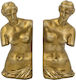 Artekko Bookends Χρυσοί Βιβλιοστάτες Ρητίνης Γυναικεία Φιγούρα 11.5x13x26 Cm 2pcs