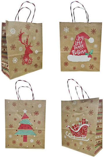 Kraft Paper Christmas Bag for Gift Brown 42x32cm. 12pcs