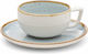 Cappuccino Tasse 25cl & Platte 16,5cm Porzellan Duck Egg 6Stücke