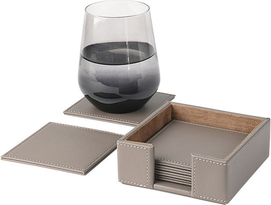 VNC Set De Suporturi Pentru Pahare Din Lemn Gri 10.5x10.5cm 6 Bucăți