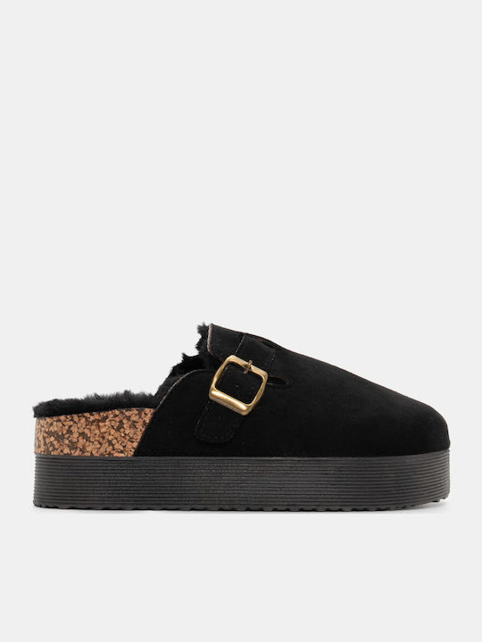 Luigi Winter Women's Slippers with Fur Black