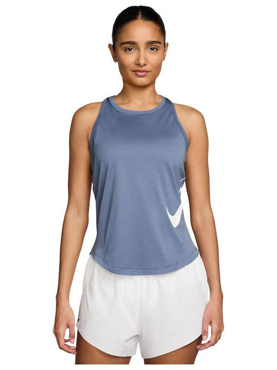 Nike Swoosh Run Γυναικεία Μπλούζα Αμάνικη Μπλε