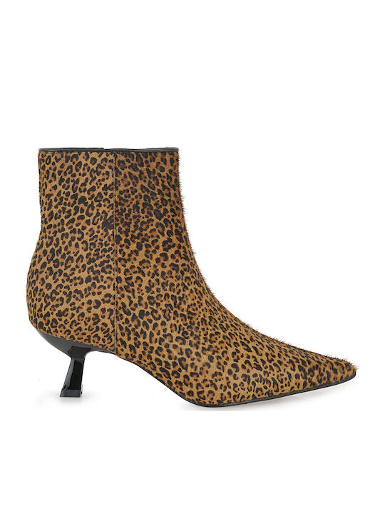 Leder Damen Stiefeletten mit Mittelhohem Absatz Mehrfarbig