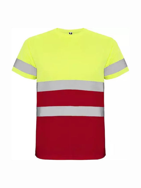 Roly Tricou De Lucru Unisex Cu Mâneci Scurte Reflectorizant Delta Cod 9310 Roșu Fluoryellow
