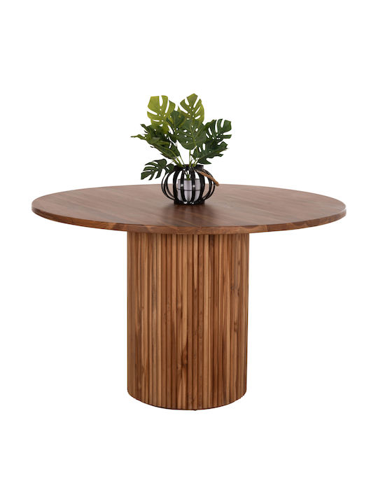 Roder Rotund Masă Sala de mese din Lemn Masiv Teak 130x130x79buc