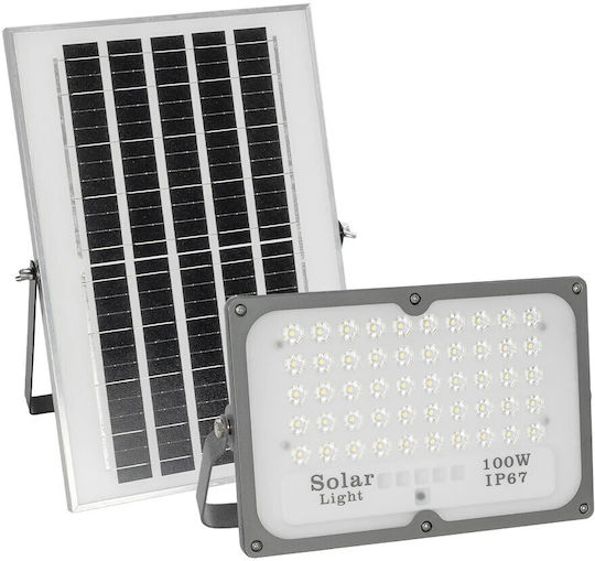 GloboStar Waterproof Solar LED Floodlight 100W Cold White 6000K with Remote Control IP65