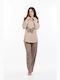MEI Winter Damen Pyjama-Set Beige/Leopard