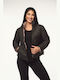 Women's Short Jean Jacket for Winter Black