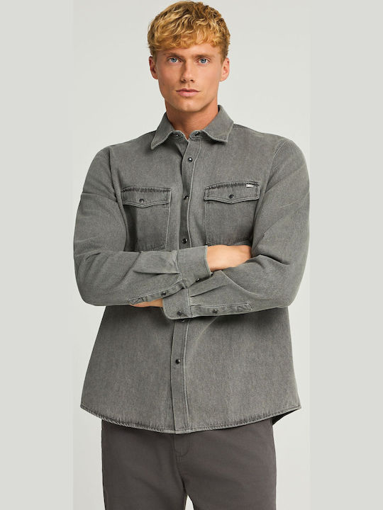 Long-sleeved Denim Shirt Gray
