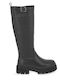 Synthetic Leather Medium Heel Women's Boots Black