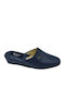 Leather Winter Women's Slippers Blue