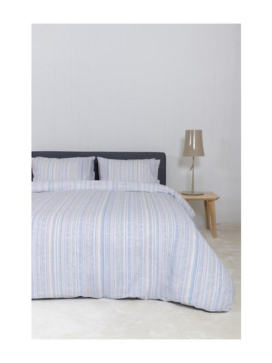 Naf Naf Set Bettbezug 165x245cm Einzel mit Kissenbezug Summit Denali Blau