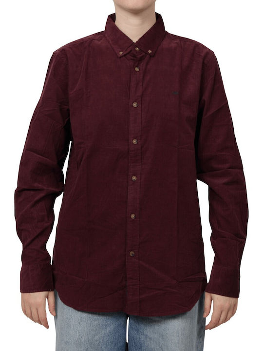 Funky Buddha Corduroy Shirt Regular Fit Burgundy