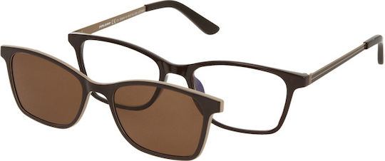 Solano Cl 50044a Women's Prescription Eyeglass Frames Polarized Clip-On Plastic Brown 49 Mm