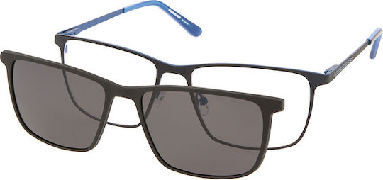 Solano Cl 10163d Men's Eyeglass Frame Polarized Clip-on Metal Black 57 Mm