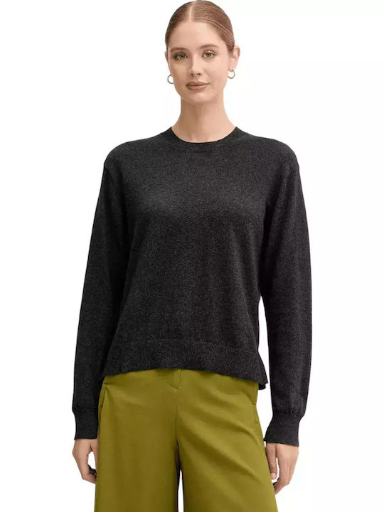 Damen Langärmeliges Baumwollpullover Schwarz