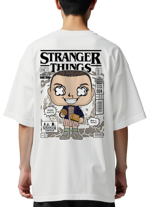 Oversized T-shirt Eleven Eggos Stranger Things Pop Culture White