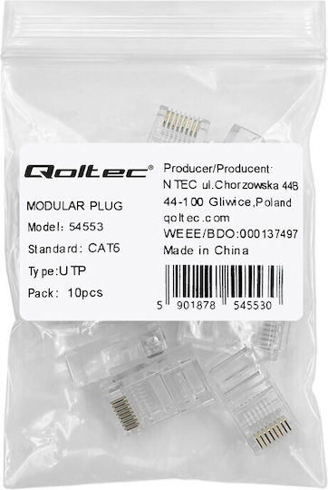 Qoltec Βύσμα RJ-45 10τμχ Χρυσό (54553)