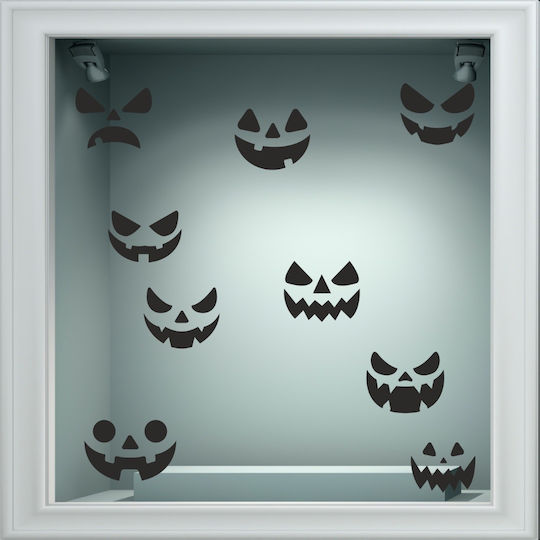 Αυτοκόλλητο Βιτρίνας - Halloween 32 (σετ 9 Φατσούλες) - Μαύρο