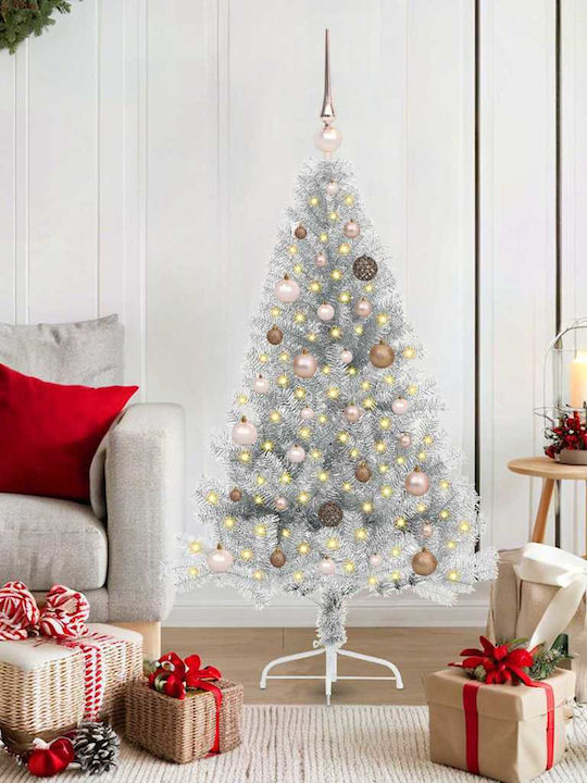Weihnachtsbaum Künstlicher 150cm mit LED-Beleuchtung Silber