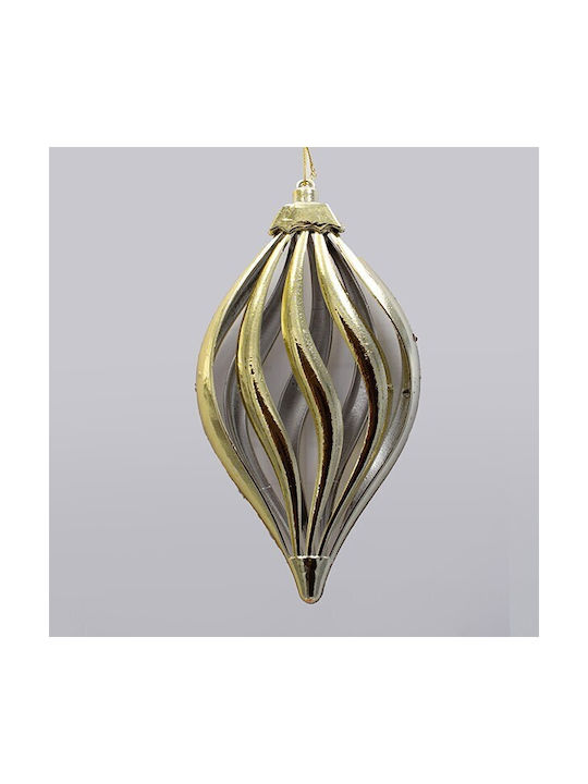 Hanging Ornament Tear Plastic Gold 11x21cm Set 6pcs