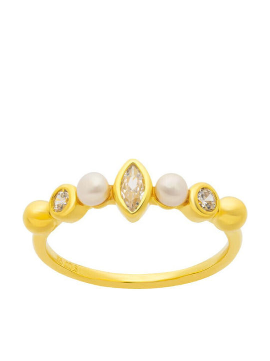 Jools Damen Ring mit Perlen aus Silber Vergoldet