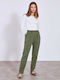 Celestino Women's High Rise Trousers Pockets Dark Khaki
